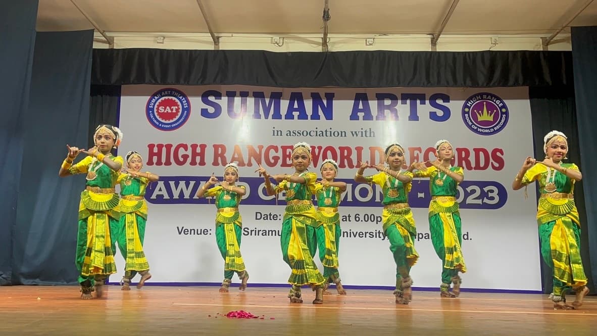 Group Bharatanatyam performance at cultural event in Hyderabad